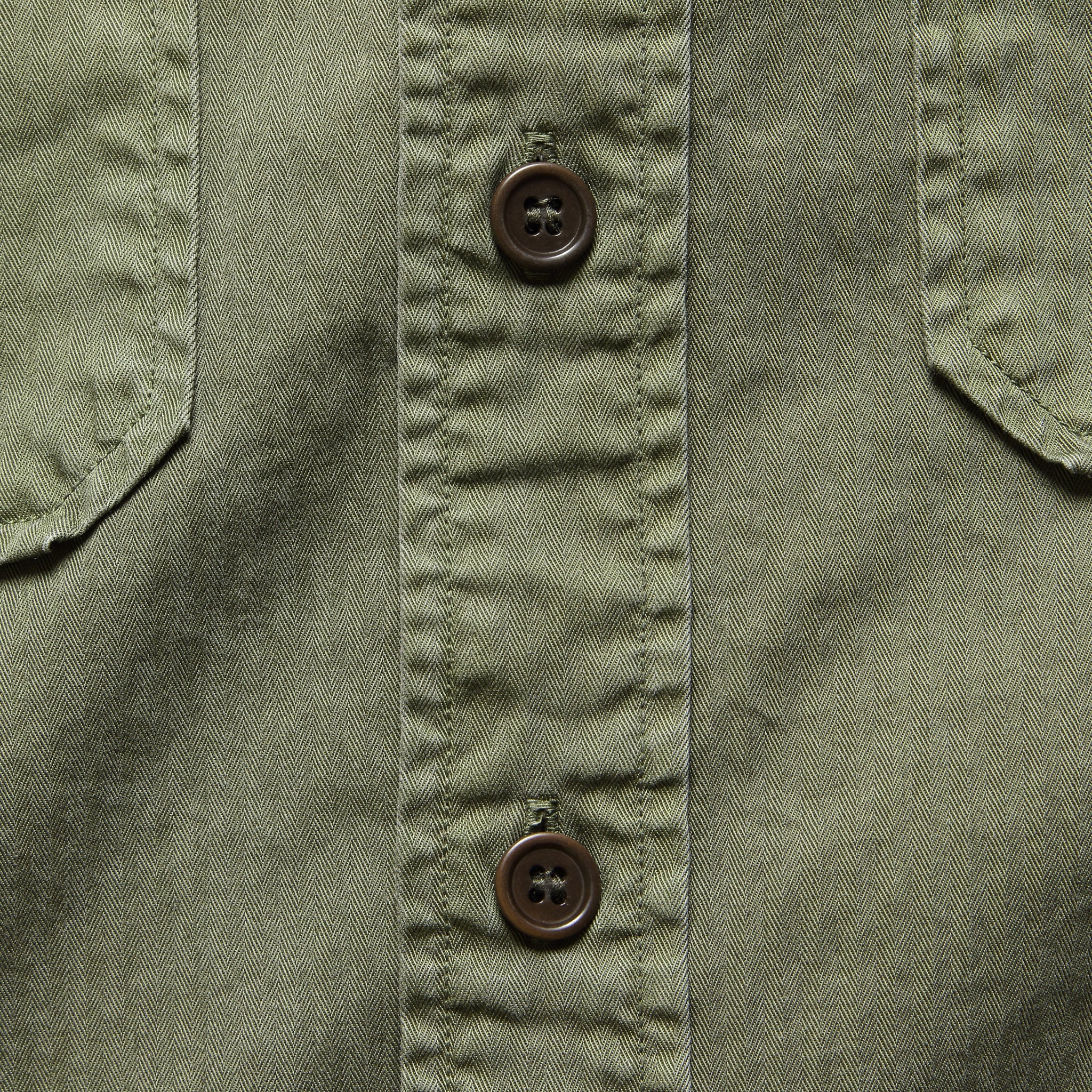 G.I. Military Shirt - Olive Herringbone - RRL - STAG Provisions - Tops - L/S Woven - Solid