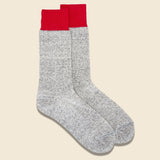 Silk & Cotton Double Face Sock - Red/Light Gray - RoToTo - STAG Provisions - Accessories - Socks
