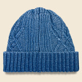Aran Cable Indigo Watch Cap - Light Denim - RoToTo - STAG Provisions - Accessories - Hats