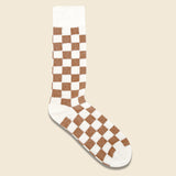 Recycle Wool Checkerboard Crew Sock - Ivory/Camel - RoToTo - STAG Provisions - Accessories - Socks