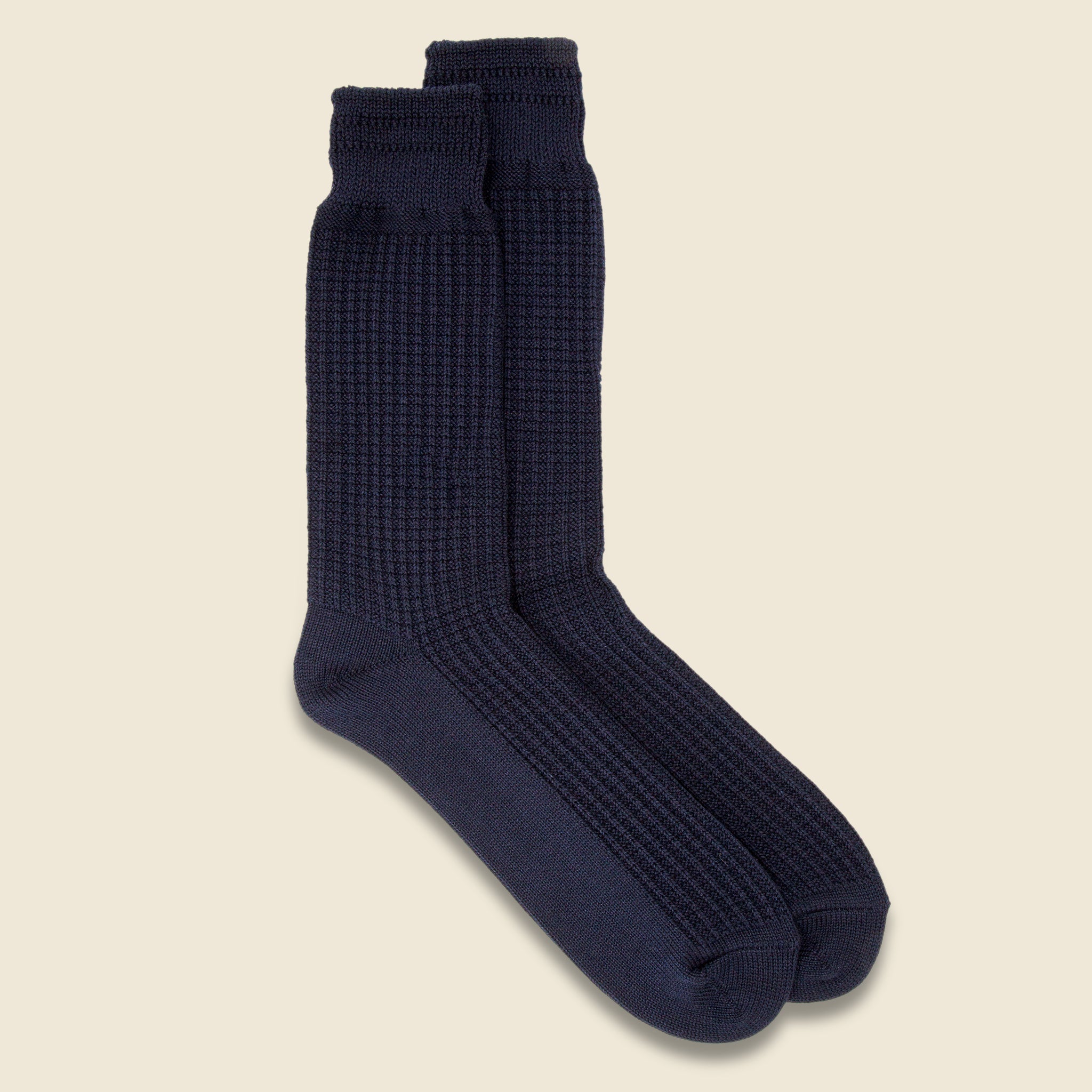 Cotton Waffle Sock - Dark Navy - RoToTo - STAG Provisions - Accessories - Socks