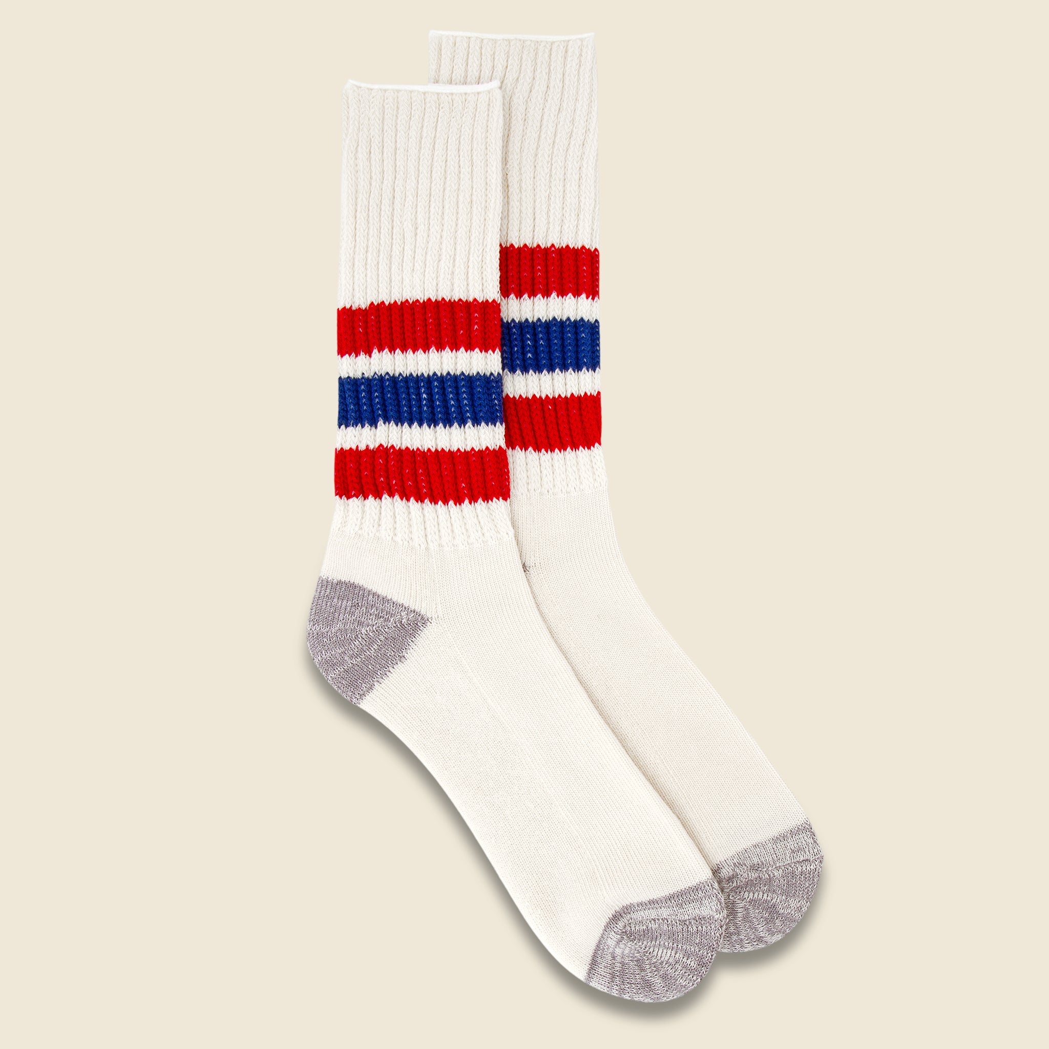 Coarse Ribbed Old School Sock - Chili Red/Blue