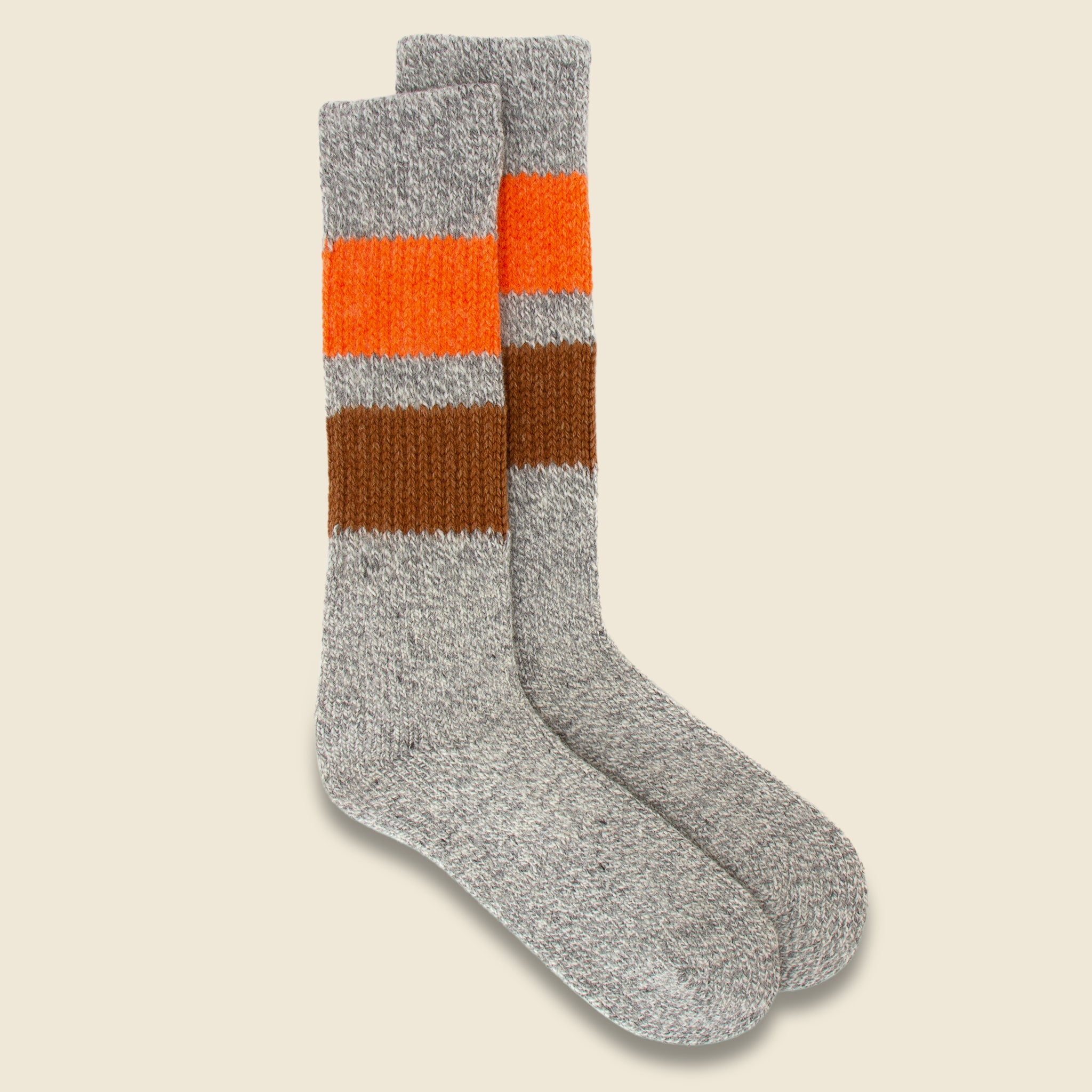 Retro Winter Sock - Grey/Light Orange/Camel - RoToTo - STAG Provisions - Accessories - Socks