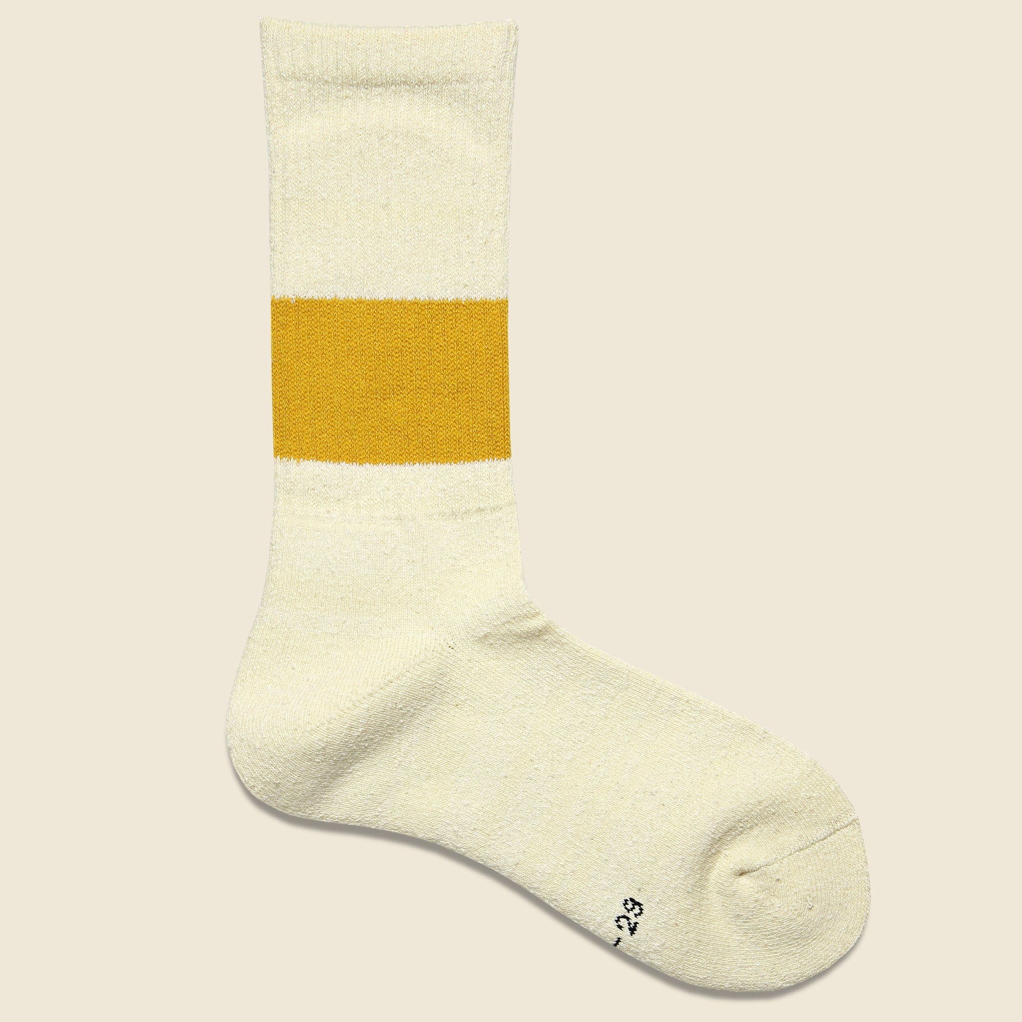 Silk Cotton Classic Crew Sock - Ivory/Yellow - RoToTo - STAG Provisions - Accessories - Socks