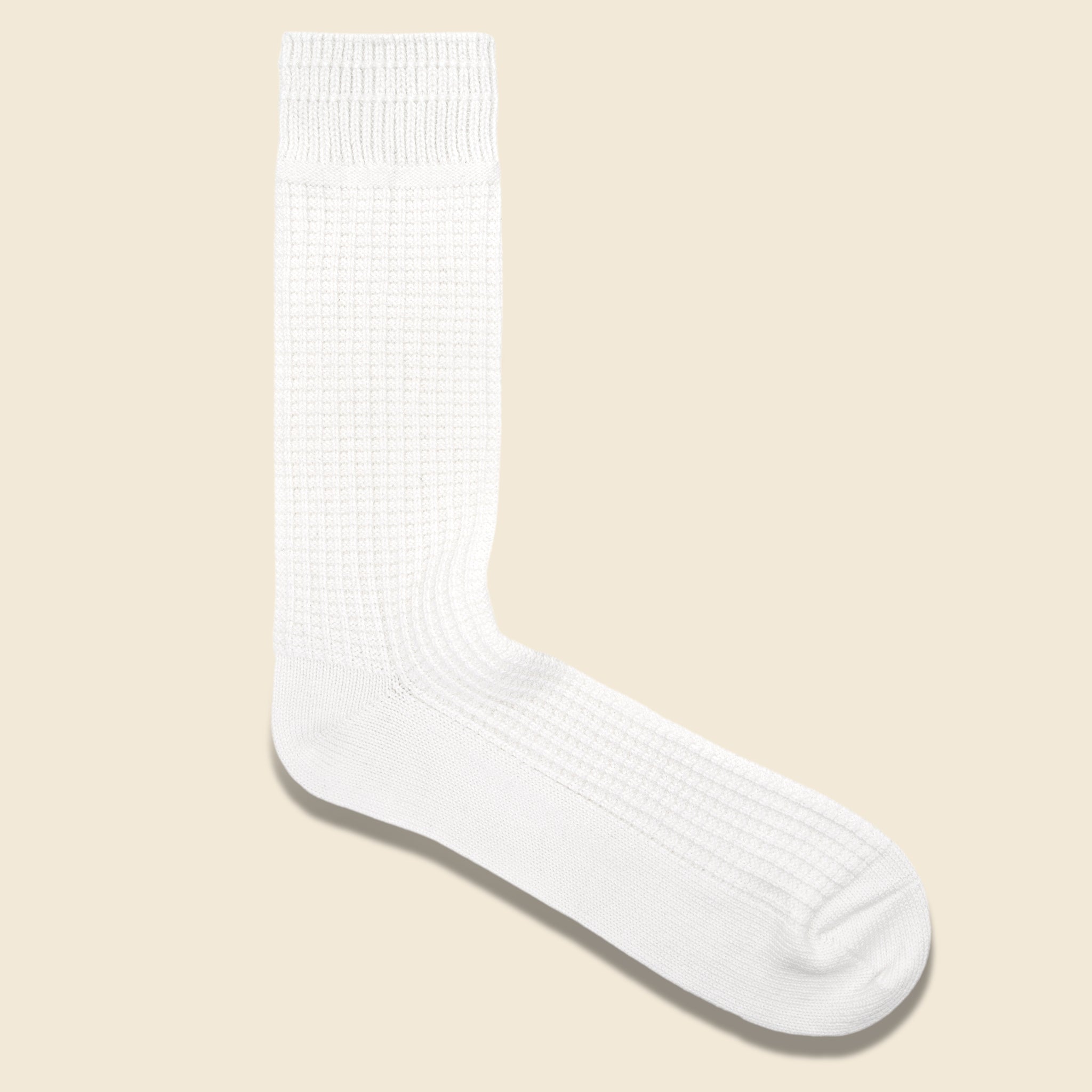 Cotton Waffle Sock - White - RoToTo - STAG Provisions - Accessories - Socks