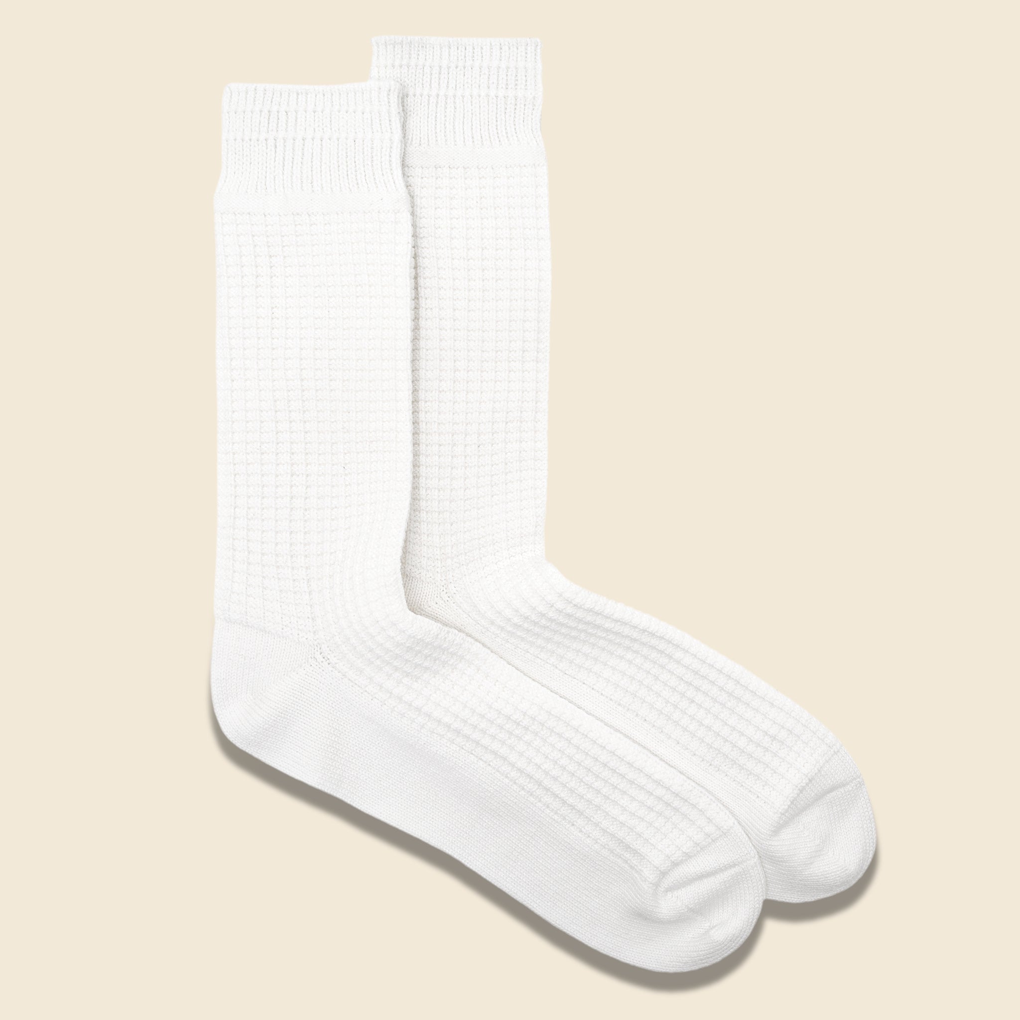 Cotton Waffle Sock - White - RoToTo - STAG Provisions - Accessories - Socks