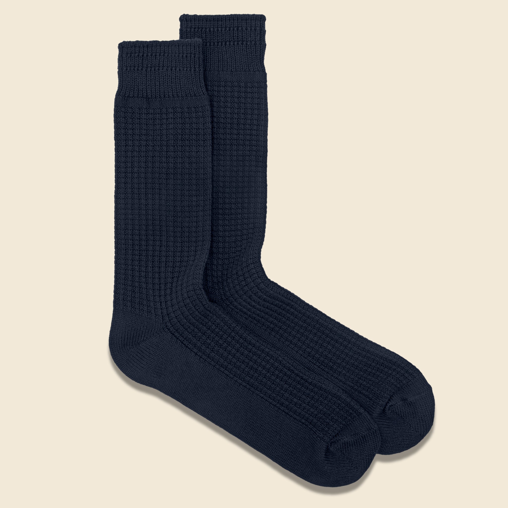 Cotton Waffle Sock - Navy - RoToTo - STAG Provisions - Accessories - Socks