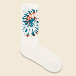 Tie Dye Pattern Crew Sock - Blue/Terracotta - RoToTo - STAG Provisions - Accessories - Socks