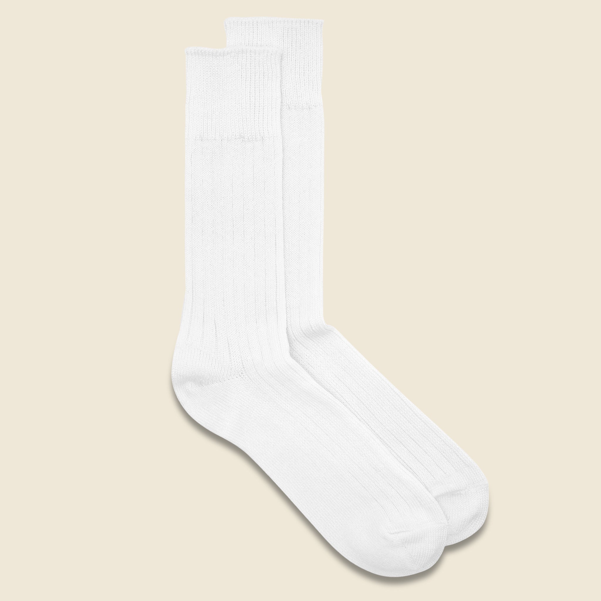 Linen Cotton Ribbed Crew Sock - Off White - RoToTo - STAG Provisions - Accessories - Socks