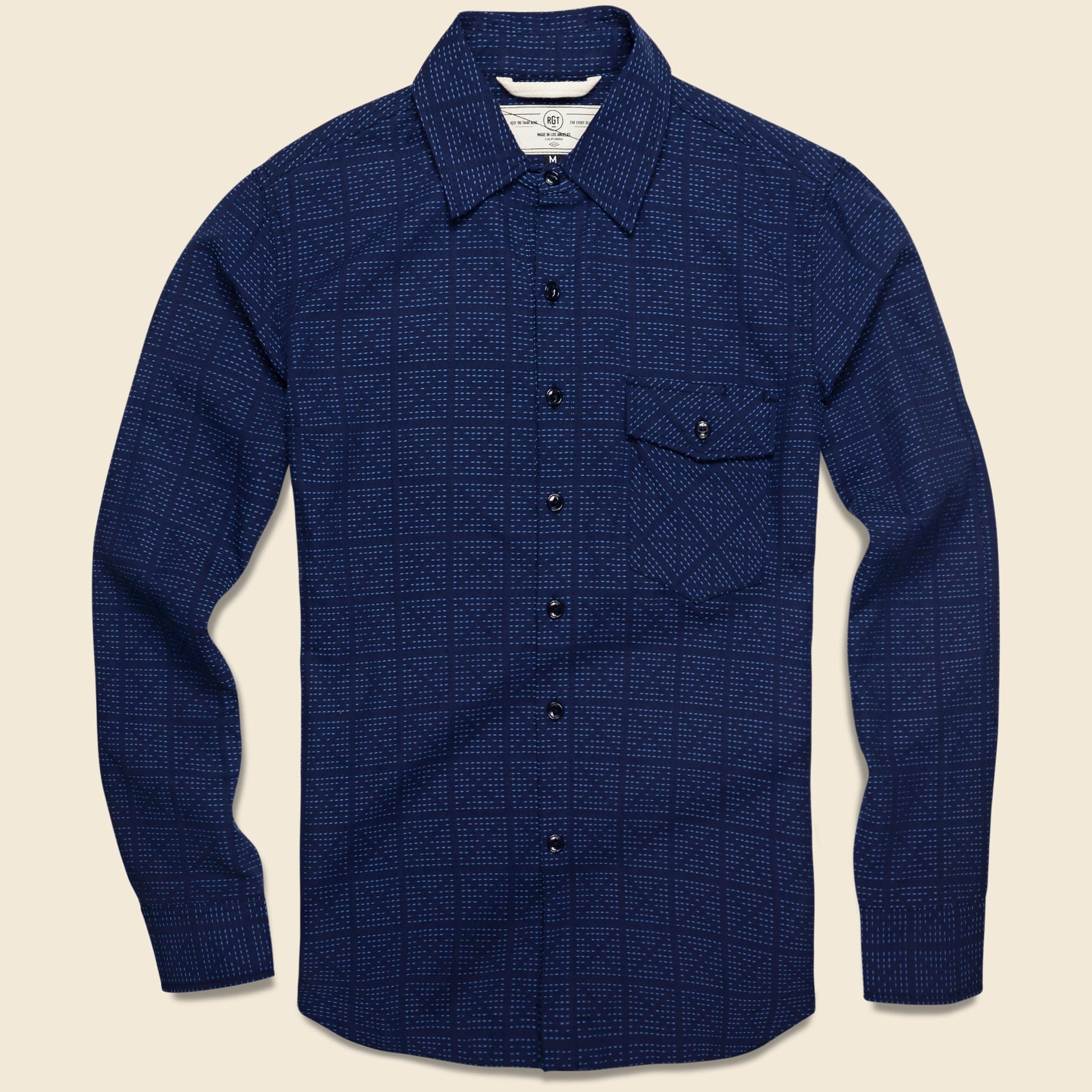 Sashiko Oxford Workshirt - Navy - Rogue Territory - STAG Provisions - Tops - L/S Woven - Other Pattern