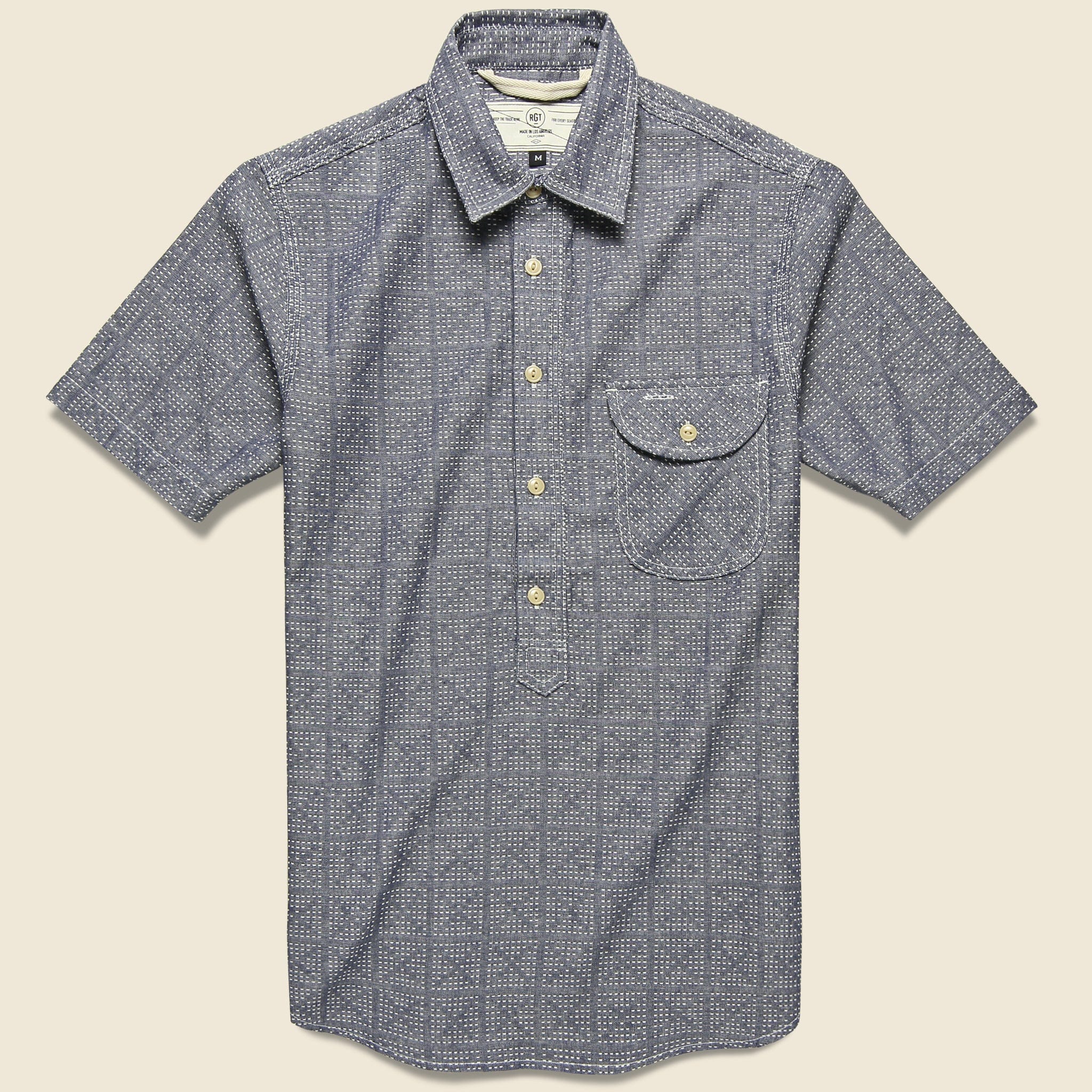 Sashiko Popover Shirt - Blue - Rogue Territory - STAG Provisions - Tops - S/S Woven - Other Pattern