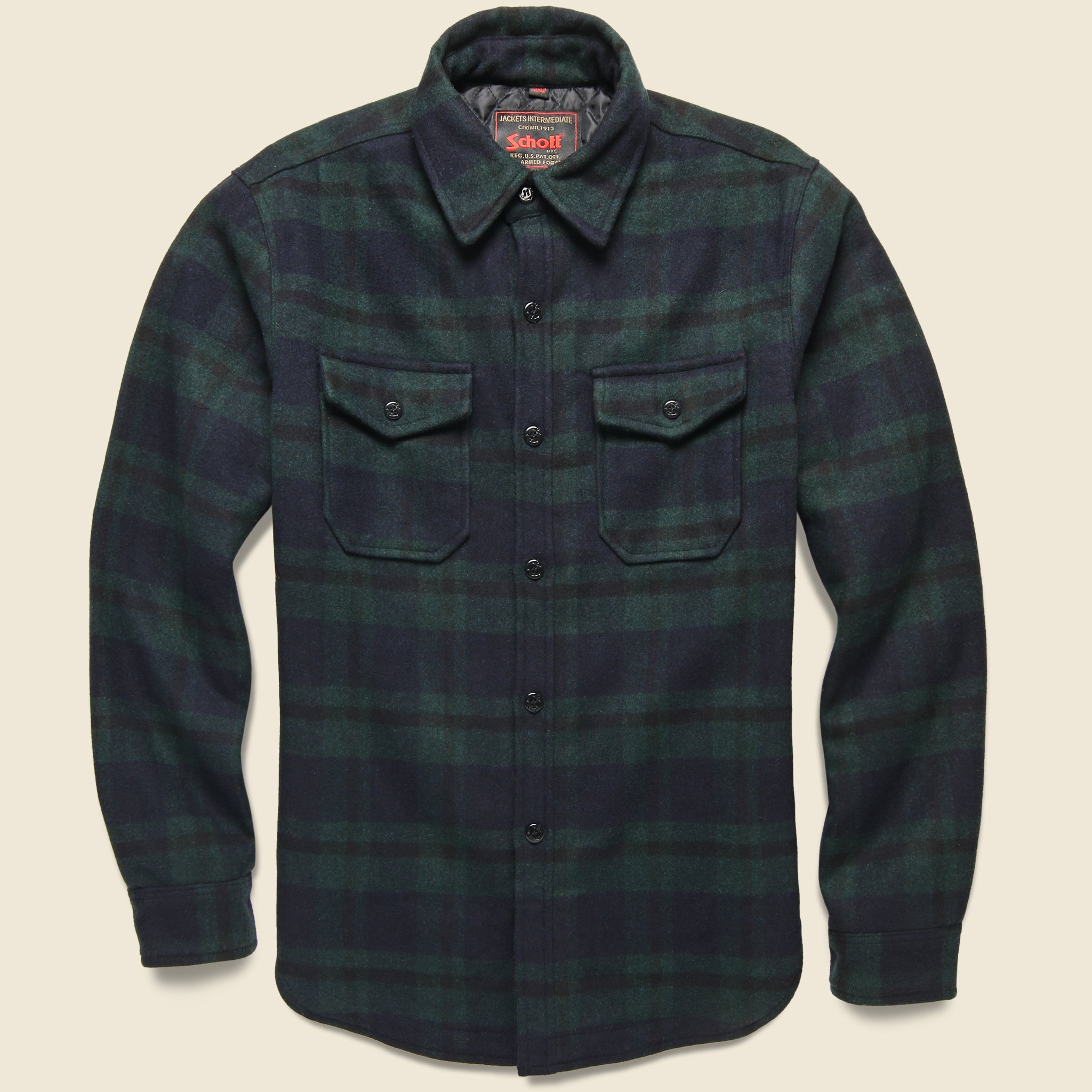 Quilt Lined CPO Shirt Jacket - Hunter Green Plaid - Schott - STAG Provisions - Outerwear - Coat / Jacket