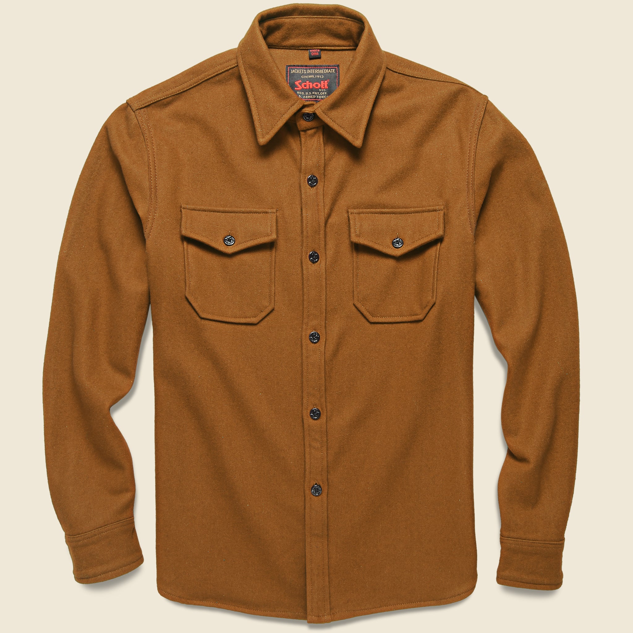 CPO Wool Shirt - Coyote - Schott - STAG Provisions - Tops - L/S Woven - Overshirt