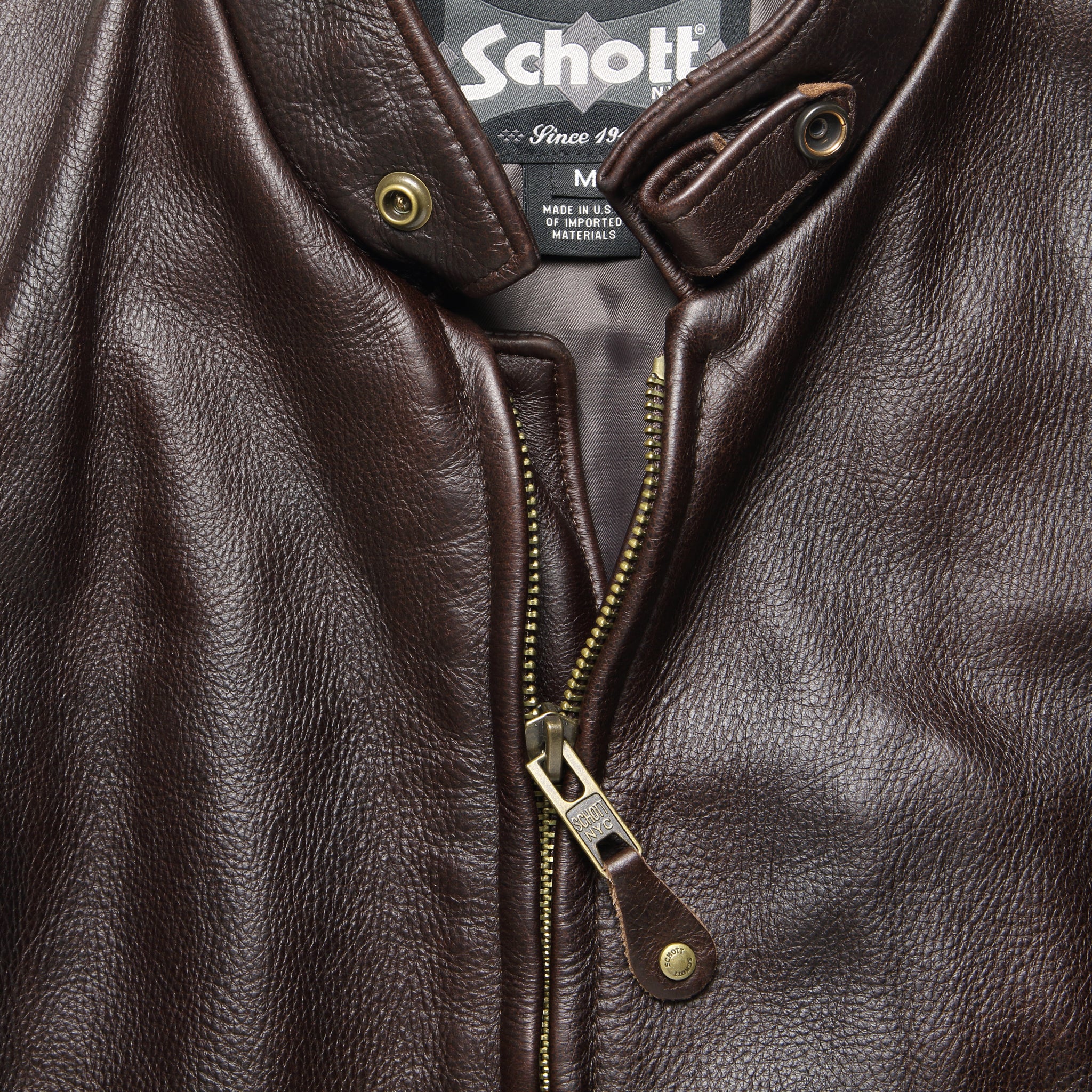 Cowhide Leather Caf√© Racer Jacket - Dark Brown - Schott - STAG Provisions - Outerwear - Coat / Jacket