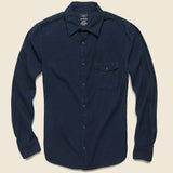 Oatmeal Flannel Workshirt - Navy - Save Khaki - STAG Provisions - Tops - L/S Woven - Solid
