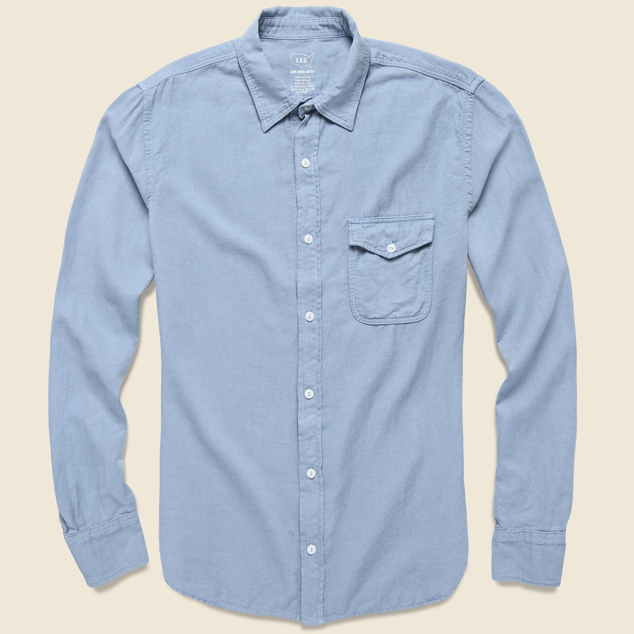 Oatmeal Flannel Workshirt - Storm - Save Khaki - STAG Provisions - Tops - L/S Woven - Solid