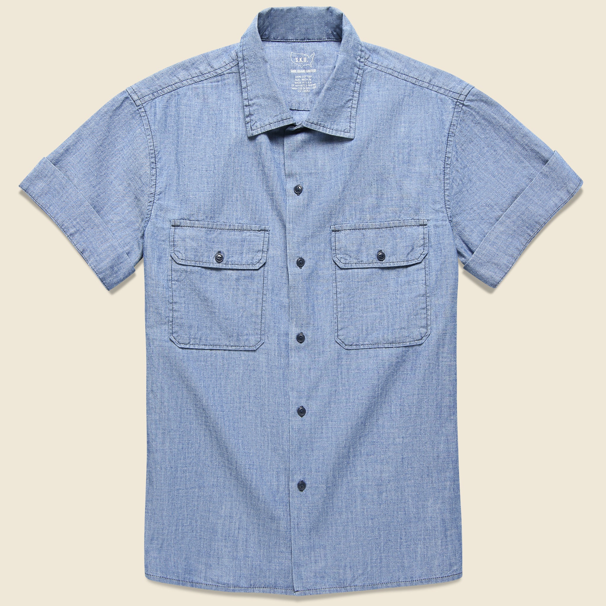 Chambray Camp Shirt - Indigo - Save Khaki - STAG Provisions - Tops - S/S Woven - Solid
