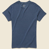 Striped Cotton Hemp Crew Tee - Blue - Save Khaki - STAG Provisions - Tops - S/S Tee
