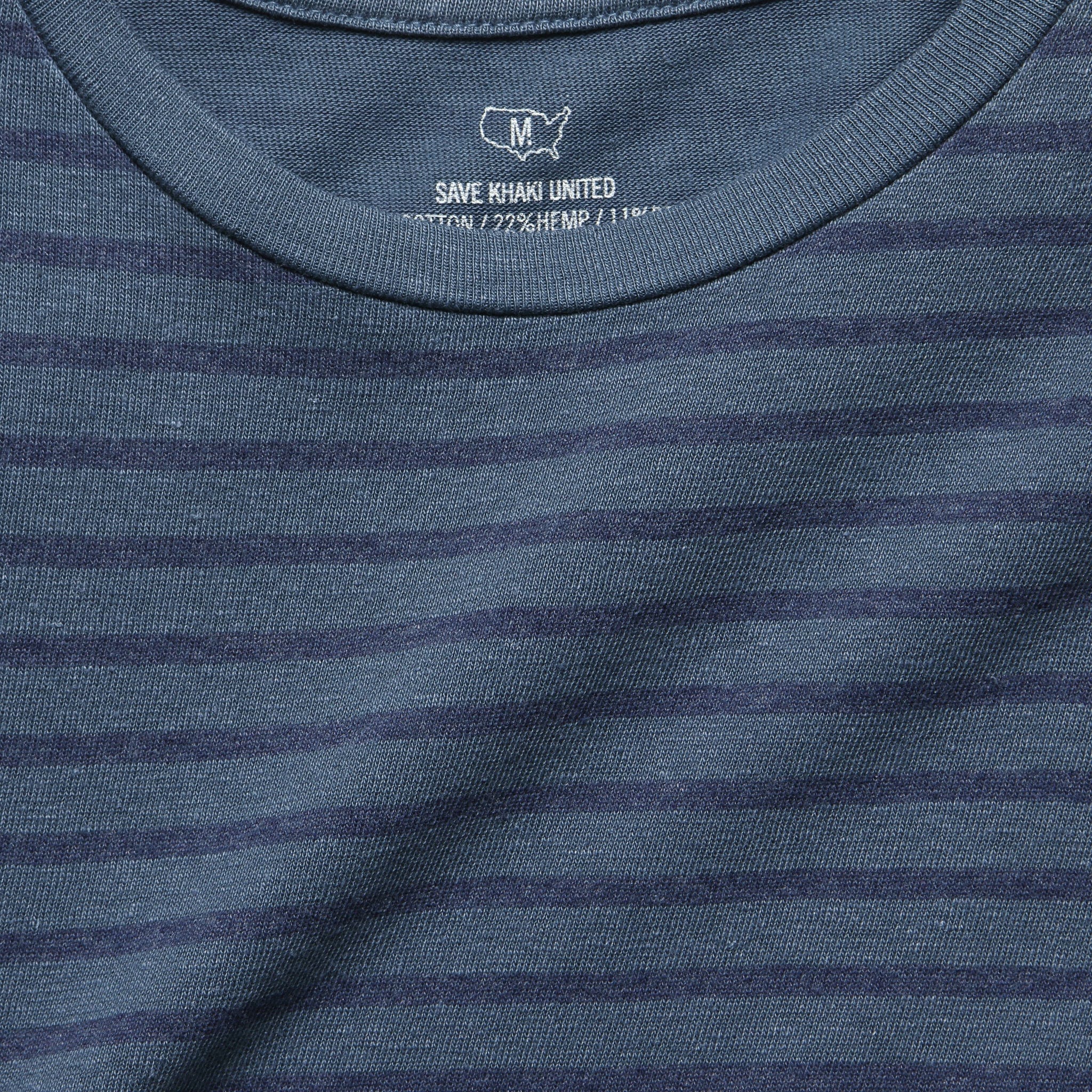 Striped Cotton Hemp Crew Tee - Blue - Save Khaki - STAG Provisions - Tops - S/S Tee