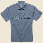 Light Twill Camp Shirt - Blue - Save Khaki - STAG Provisions - Tops - S/S Woven - Solid