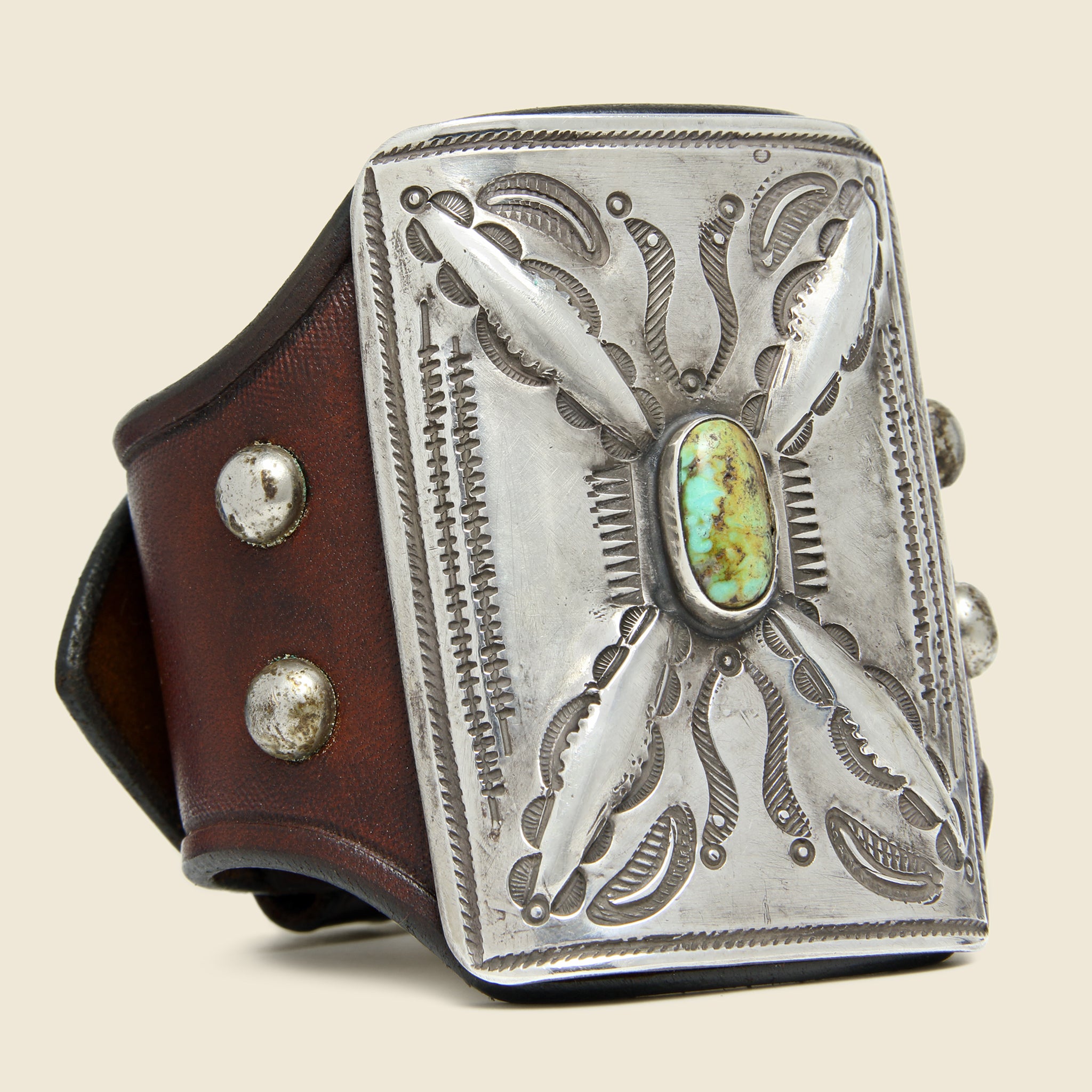 Cresent & Dash Stamped Ketoh - Leather/Sterling/Turquoise - Smith Bros. Trading Co. - STAG Provisions - One & Done - Accessories & Jewelry