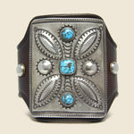 Leaf & Sunburst Motif Ketoh - Leather/Sterling/Turquoise - Smith Bros. Trading Co. - STAG Provisions - One & Done - Accessories & Jewelry