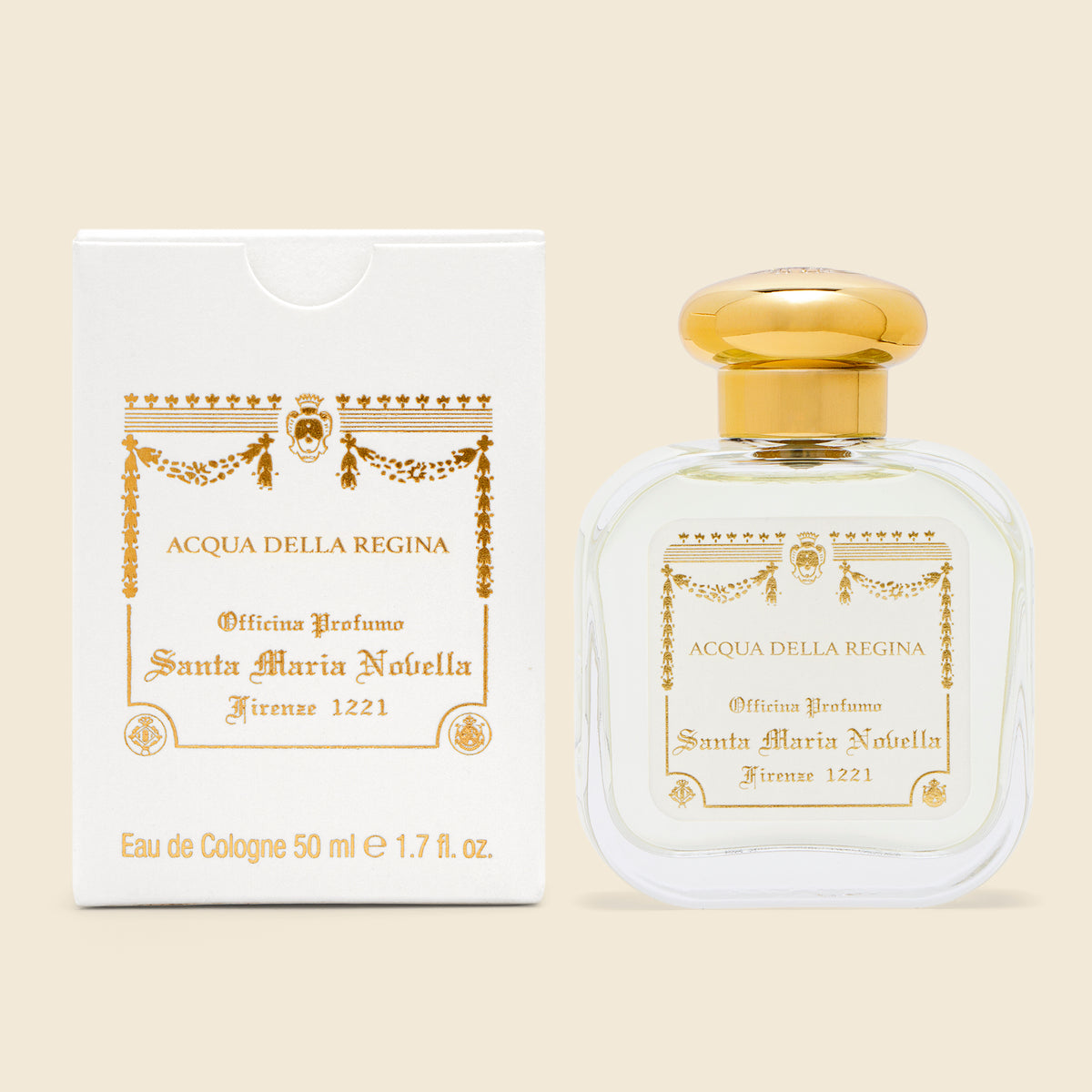 Santa Maria Novella Eau de Cologne Acqua della Regina 50ml featuring fresh Italian citrus, neroli, and aromatic herbal notes.