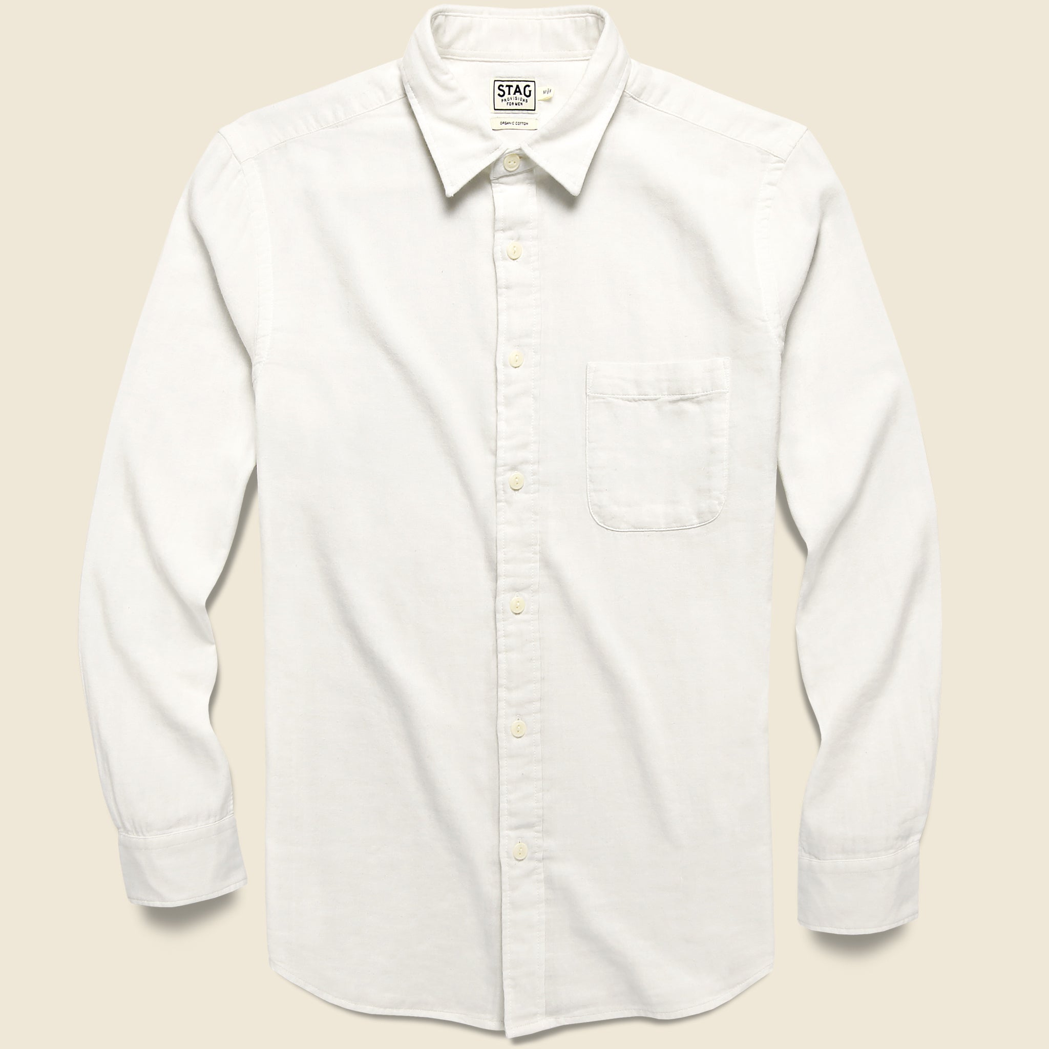 Garment-Dyed Double Cloth Shirt - White - STAG - STAG Provisions - Tops - L/S Woven - Solid