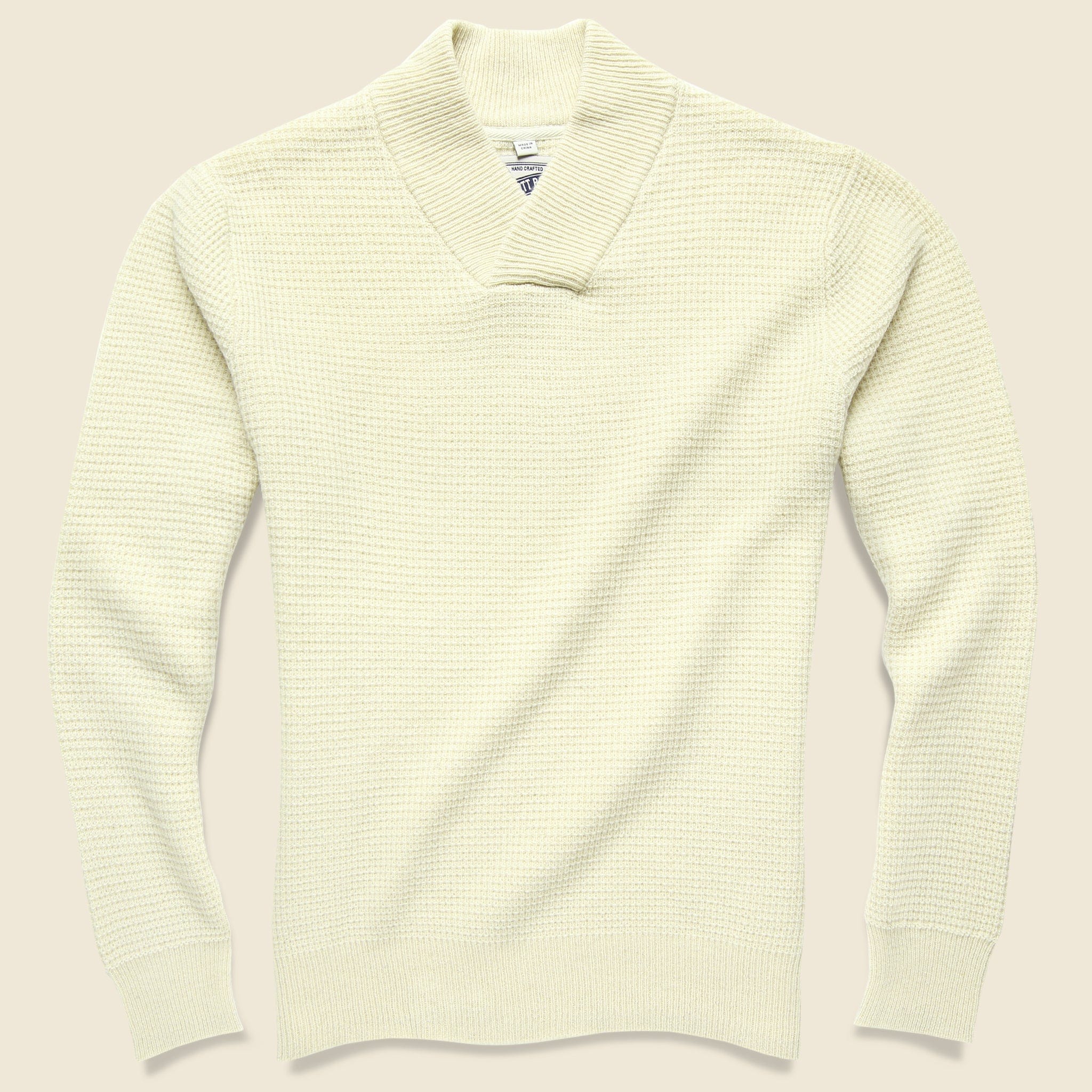 V-Neck Waffle Sweater - Off-White - Schott - STAG Provisions - Tops - Sweater