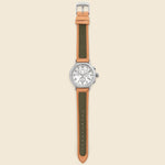 Chronograph Leather Strap Watch 41mm - Silver Tone/Tan/Cream - Timex - STAG Provisions - Accessories - Watches