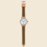 Chronograph Leather Strap Watch 41mm - Silver Tone/Tan/Cream - Timex - STAG Provisions - Accessories - Watches