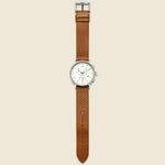 Fairfield Chronograph Leather Strap Watch 41mm - Silver Tone/Tan/White - Timex - STAG Provisions - Accessories - Watches