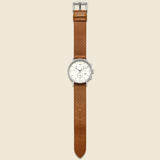 Fairfield Chronograph Leather Strap Watch 41mm - Silver Tone/Tan/White - Timex - STAG Provisions - Accessories - Watches