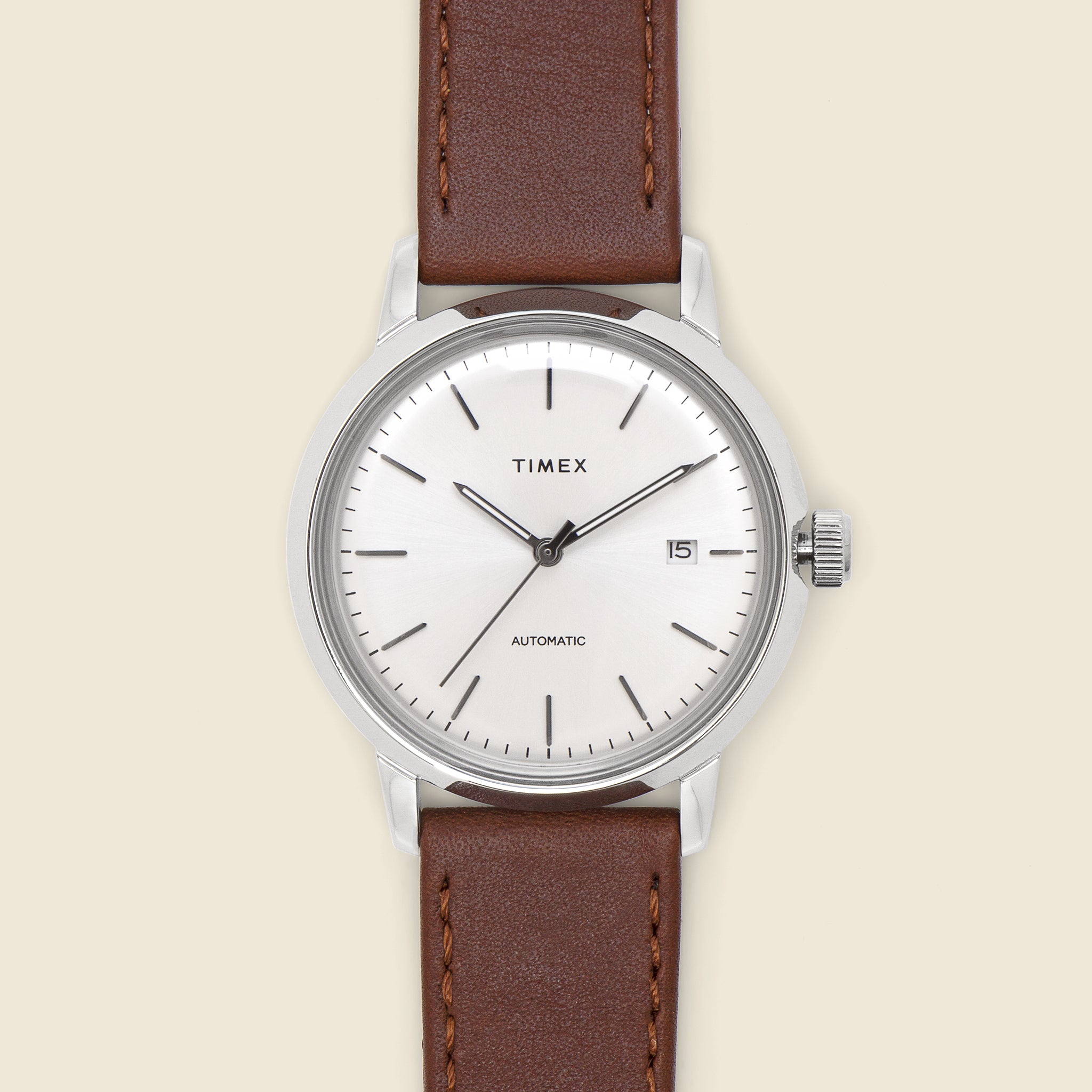 Marlin Automatic Watch 40mm - Silver/Brown Leather - Timex - STAG Provisions - Accessories - Watches
