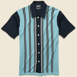 Stripe Knit Button Down Polo - Navy - Todd Snyder - STAG Provisions - Tops - S/S Knit