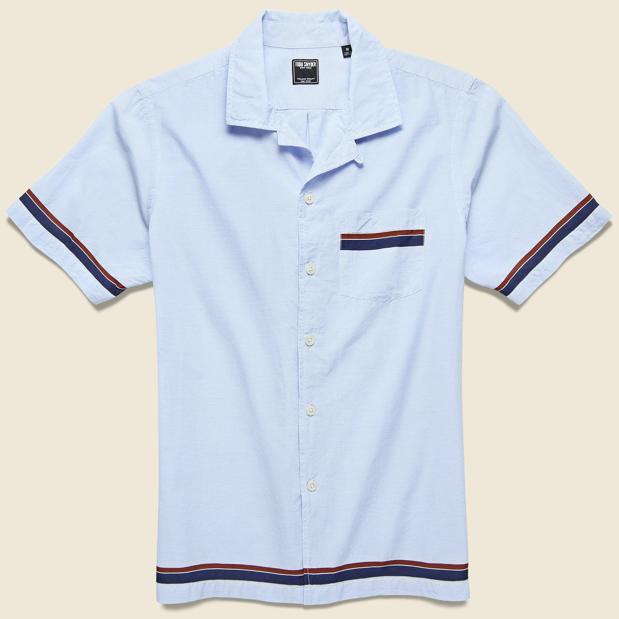 Engineered Stripe Cabana Shirt - Blue - Todd Snyder - STAG Provisions - Tops - S/S Woven - Other Pattern