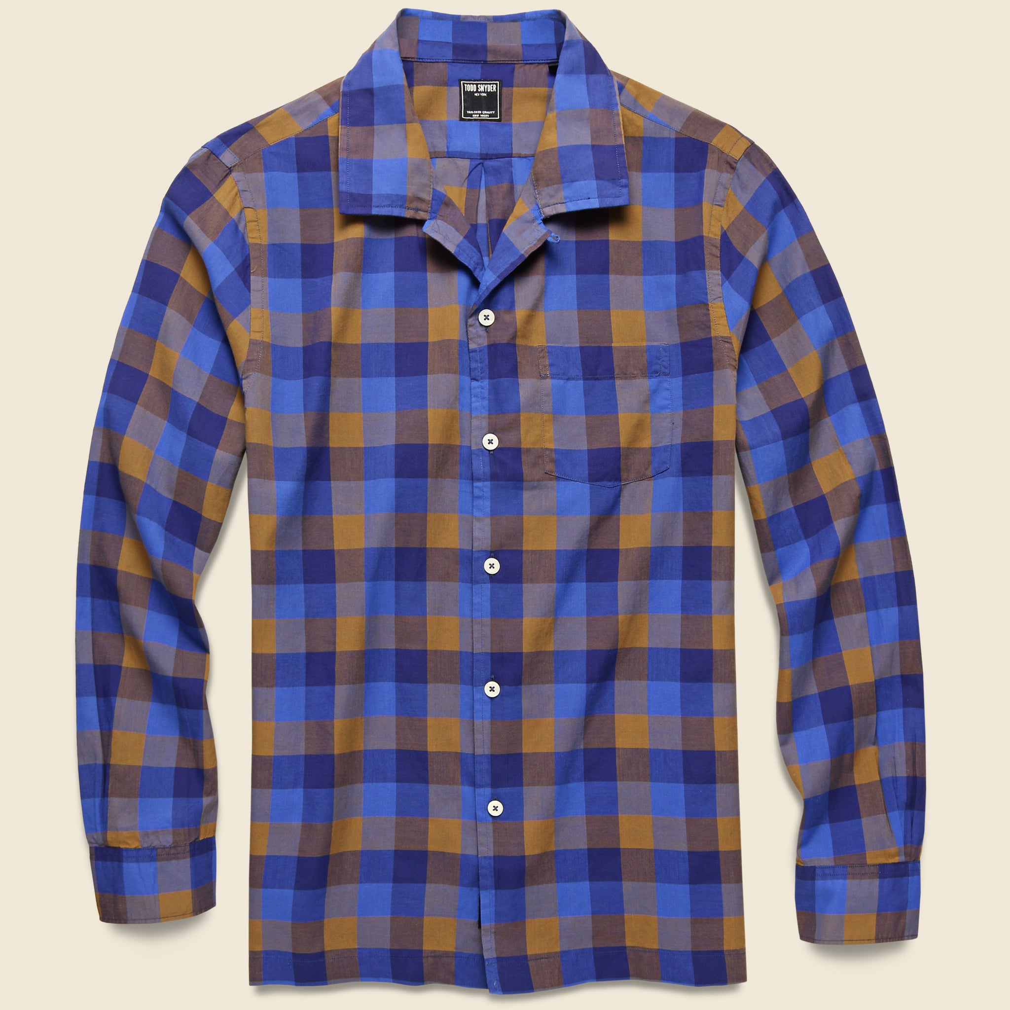 Chestnut Plaid Camp Shirt - Blue - Todd Snyder - STAG Provisions - Tops - L/S Woven - Plaid