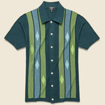 Striped Argyle Button-Down Sweater Polo - Storm Green - Todd Snyder - STAG Provisions - Tops - S/S Knit