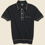 Tipped Button-Down Sweater Polo - Black - Todd Snyder - STAG Provisions - Tops - S/S Knit