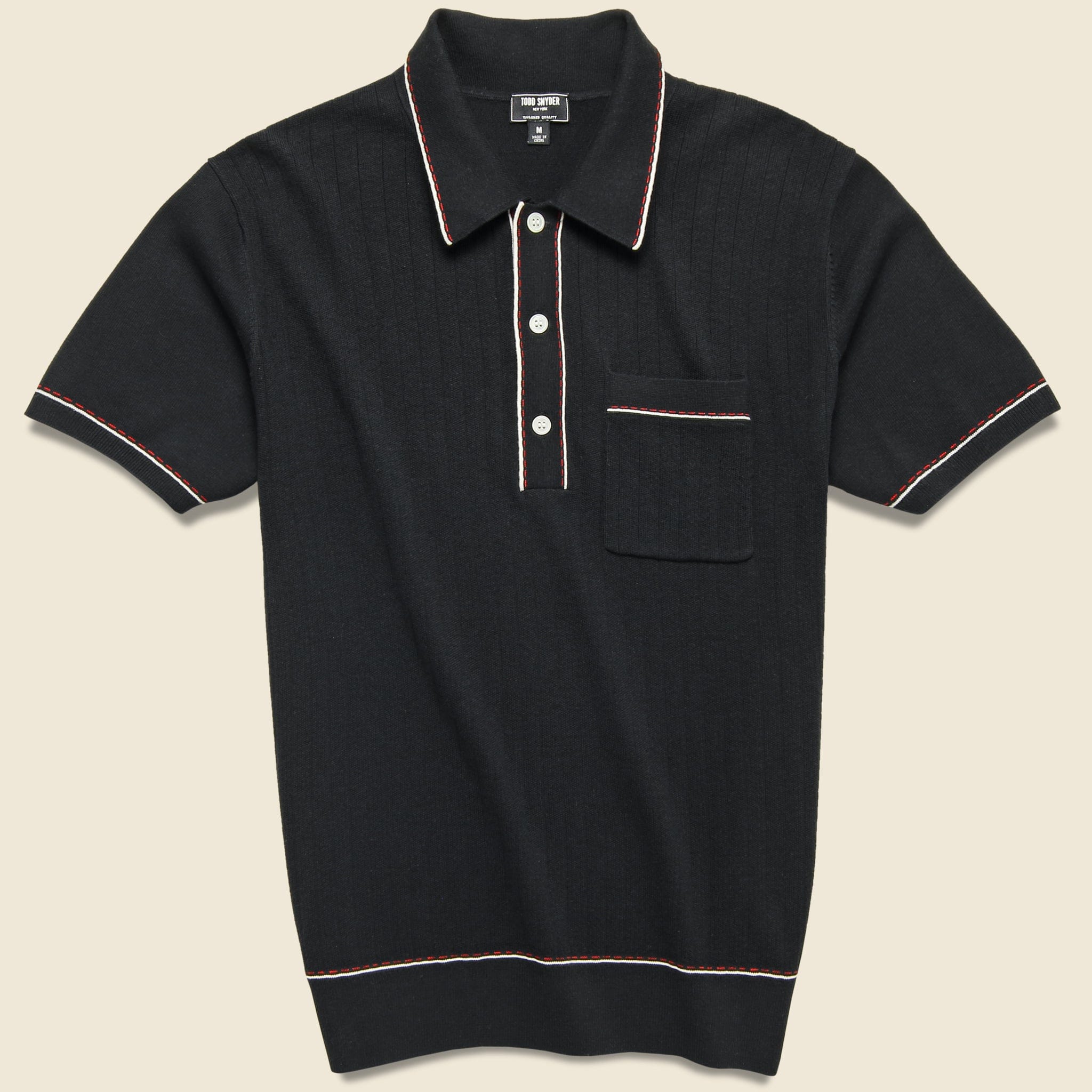 Tipped Button-Down Sweater Polo - Black - Todd Snyder - STAG Provisions - Tops - S/S Knit
