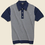 Houndstooth Button-Down Sweater Polo - Navy - Todd Snyder - STAG Provisions - Tops - S/S Knit