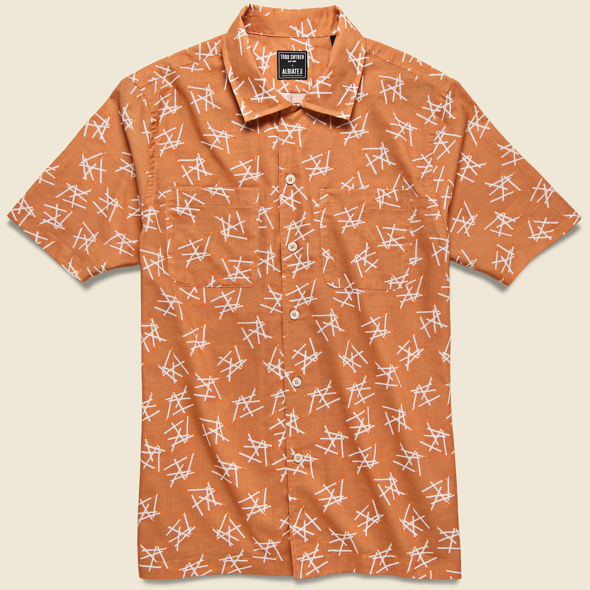 Matchstick Camp Shirt - Peach - Todd Snyder - STAG Provisions - Tops - S/S Woven - Other Pattern
