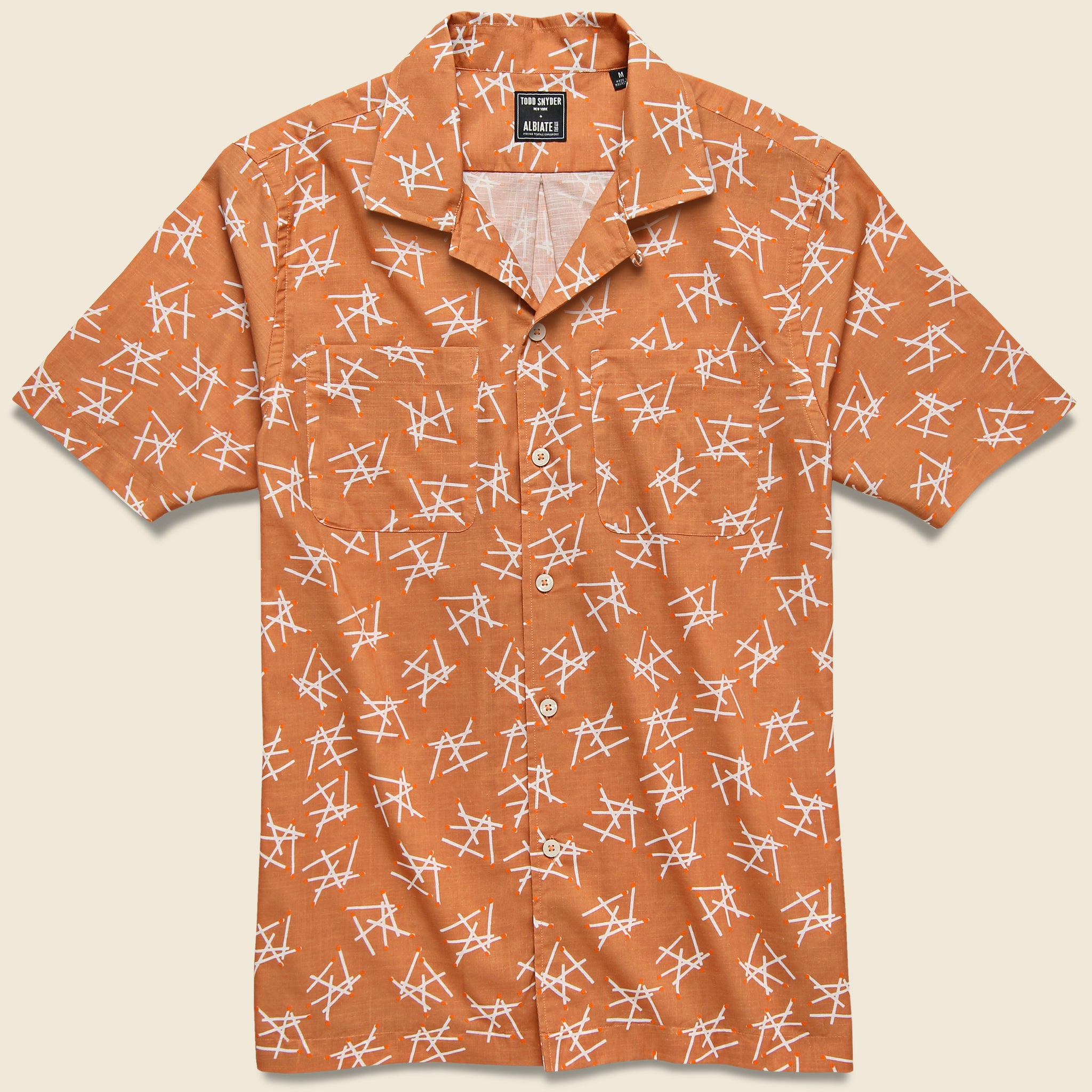 Matchstick Camp Shirt - Peach - Todd Snyder - STAG Provisions - Tops - S/S Woven - Other Pattern