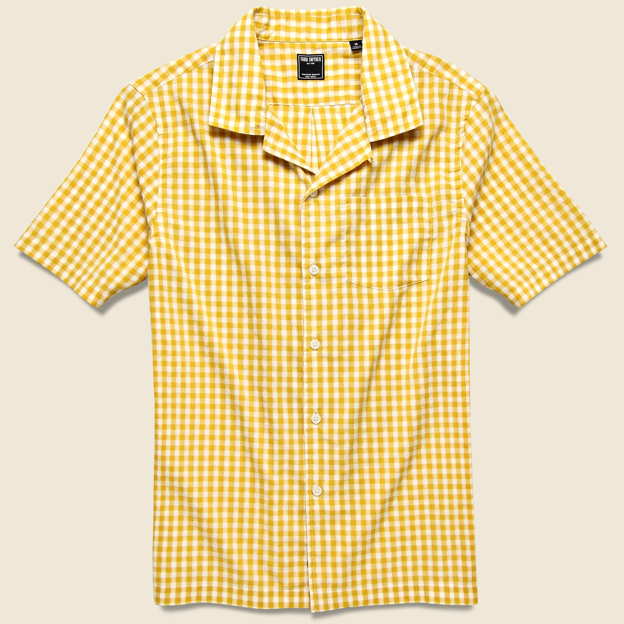 Micro Gingham Camp Shirt - Yellow - Todd Snyder - STAG Provisions - Tops - S/S Woven - Plaid