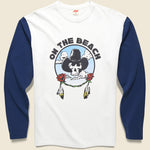 On the Beach Baseball Tee - White/Navy - TSPTR - STAG Provisions - Tops - L/S Knit