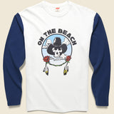 On the Beach Baseball Tee - White/Navy - TSPTR - STAG Provisions - Tops - L/S Knit