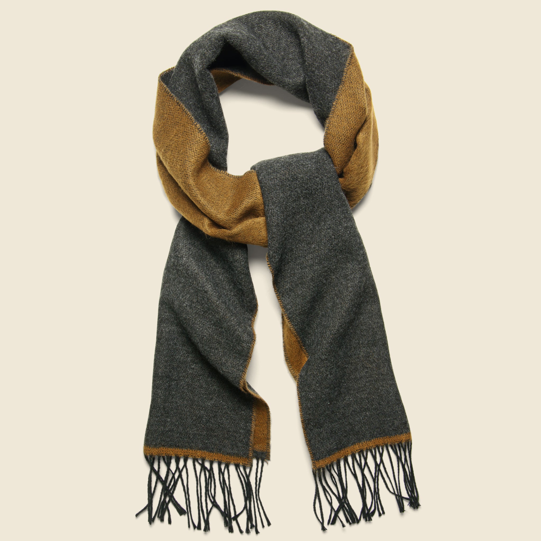 Double-Sided Scarf - Cumin/Charcoal - Universal Works - STAG Provisions - Accessories - Scarves