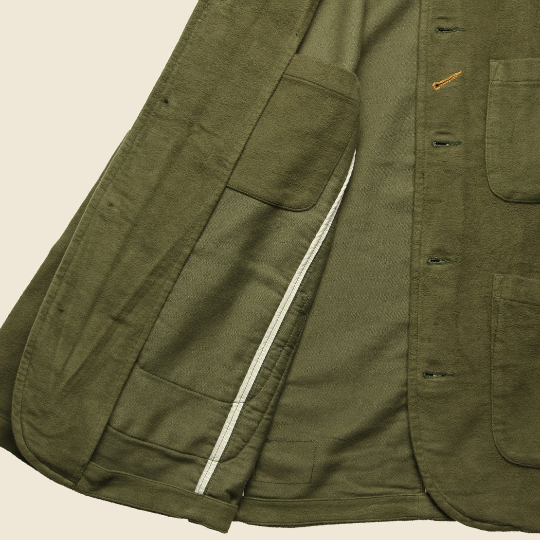 Moleskin Bakers Jacket - Olive - Universal Works - STAG Provisions - Outerwear - Coat / Jacket