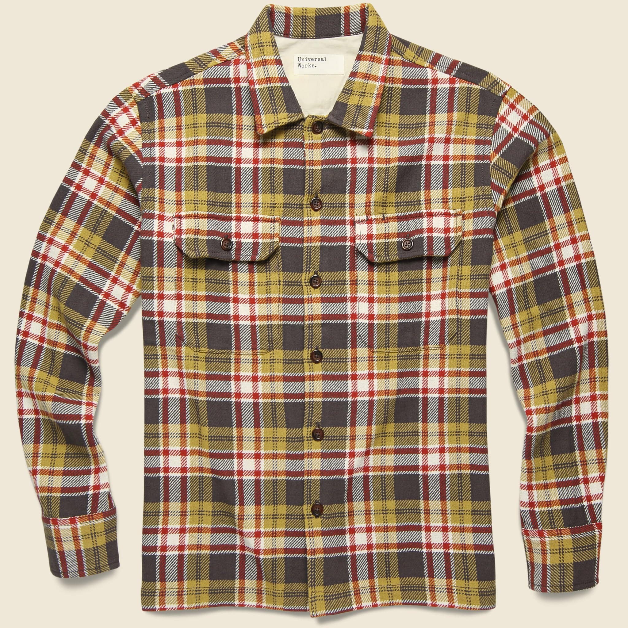 Utility Shirt - Sand/Red Check - Universal Works - STAG Provisions - Tops - L/S Woven - Plaid