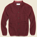Wool Fleece Cardigan - Berry - Universal Works - STAG Provisions - Tops - Sweater